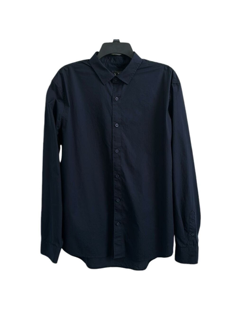 Armani Exchange A/X Black Cotton Lycra Button Down Long Sleeve Shirt Size Reg L